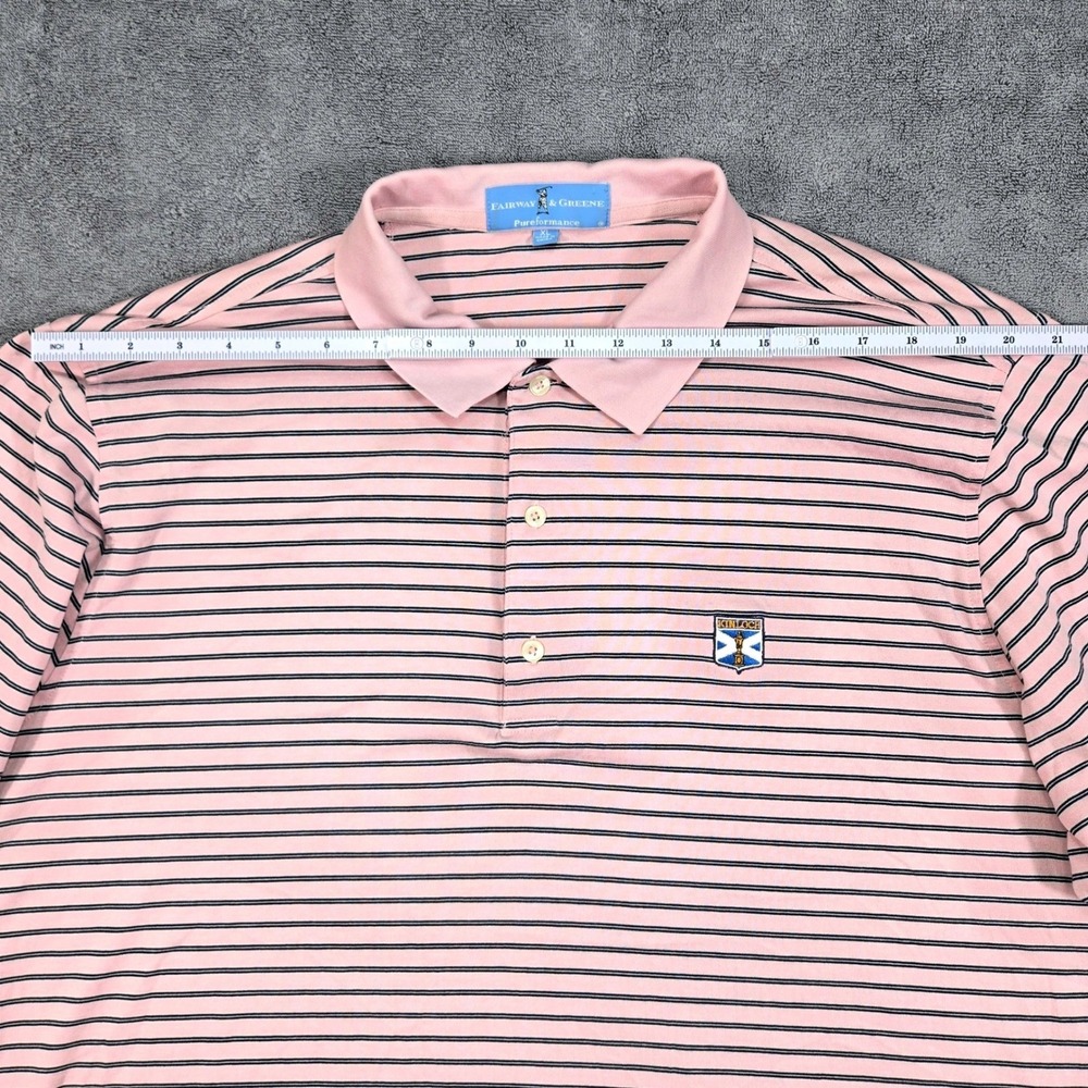 Fairway & Greene Polo Shirt Mens XL Pink Striped Excellent Kinloch Golf Top - Picture 8 of 13